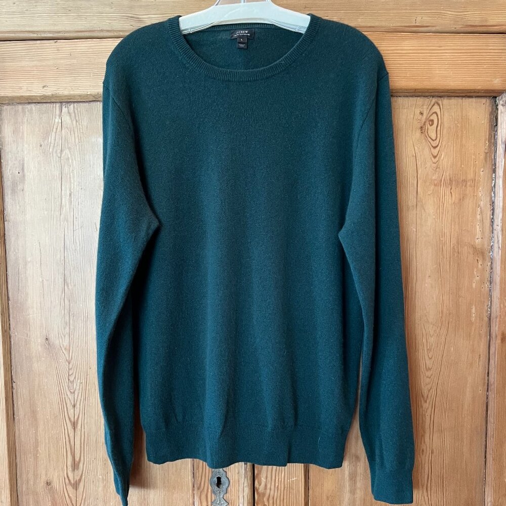 Green J. Crew Men's Pullover Cashmere Sweater Size Large Emerald Green